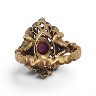 Antiker Marquise Ring Viktorianisch Rubin Diamant 