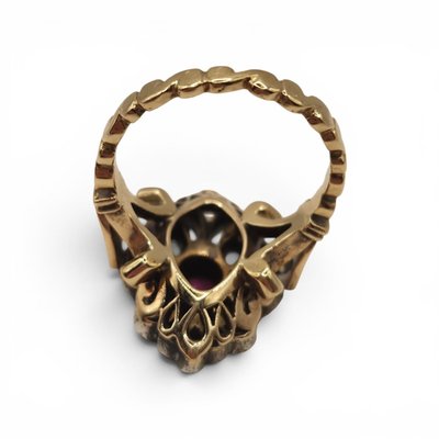 Antiker Marquise Ring Viktorianisch Rubin Diamant 