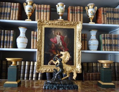 Cheval de Marly groupe en bronze patiné et doré au mercure d'époque Restauration début XIXe siècle