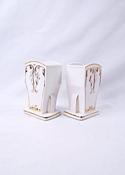 Paire de vases Art Deco en faïence de Ceranord céramique d'art début XXe