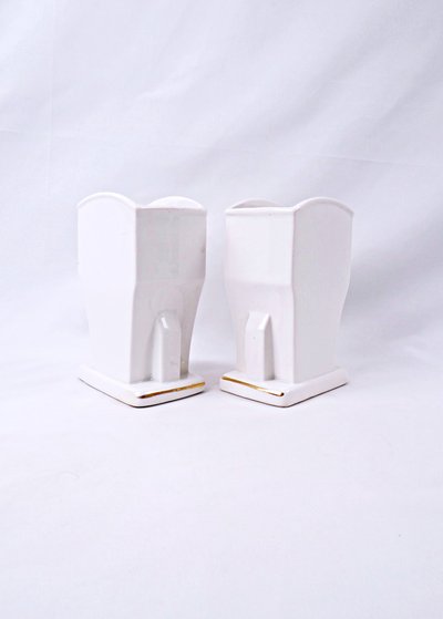 Paire de vases Art Deco en faïence de Ceranord céramique d'art début XXe