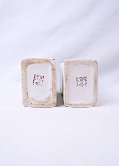 Paire de vases Art Deco en faïence de Ceranord céramique d'art début XXe