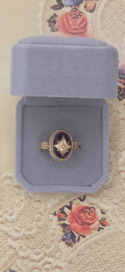 Antiker Ring Viktorianisch Amethyst Cabochon Polarstern