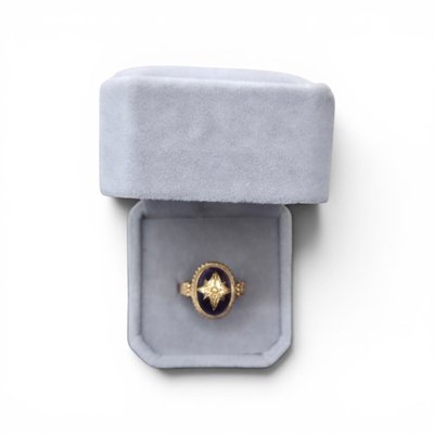 Antiker Ring Viktorianisch Amethyst Cabochon Polarstern