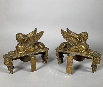 Pair of 18th-Century Directoire-Period Sphinx Andollers Attributed to Thomire