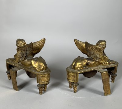 Pair of 18th-Century Directoire-Period Sphinx Andollers Attributed to Thomire