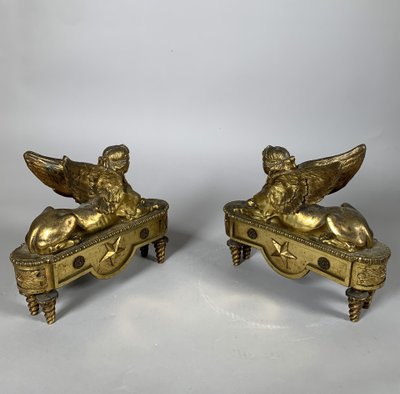 Pair of 18th-Century Directoire-Period Sphinx Andollers Attributed to Thomire