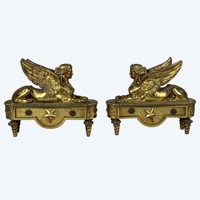 Pair of 18th-Century Directoire-Period Sphinx Andollers Attributed to Thomire
