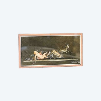 Giovanni Gallo Watercolor 1954 Cupid on Earth