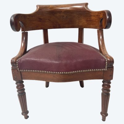 Fauteuil de bureau de style Empire en acajou et placage XIX siècle