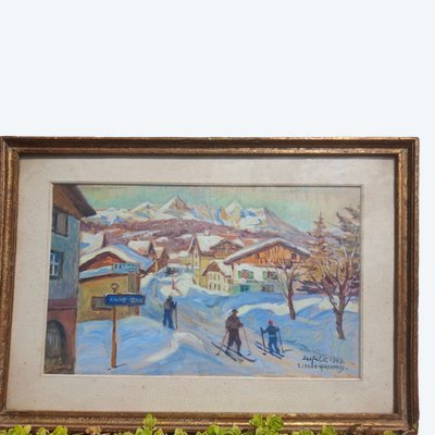 Quadro raffigurante una scena invernale a Seefeld (Austria) nel 1937, opera di Emmy Leuze-Hirchfeld