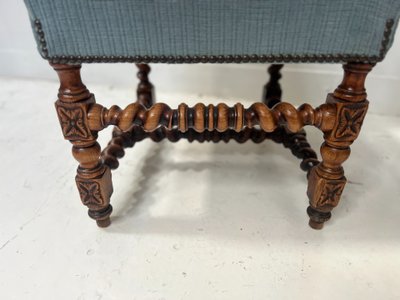 Pair of 19th-century Louis XIII-style oak chairs with twisted legs