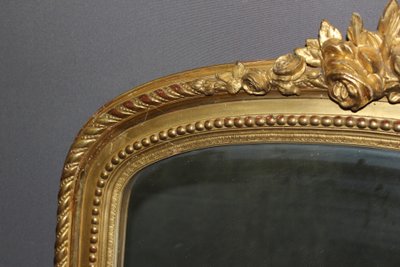 19th-Century Louis XVI Mirror in Gilded Stucco