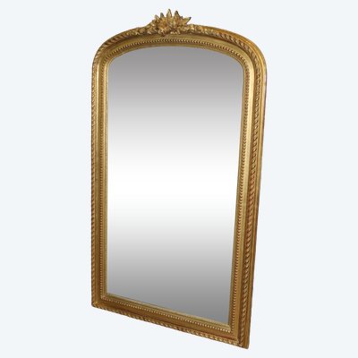 19th-Century Louis XVI Mirror in Gilded Stucco