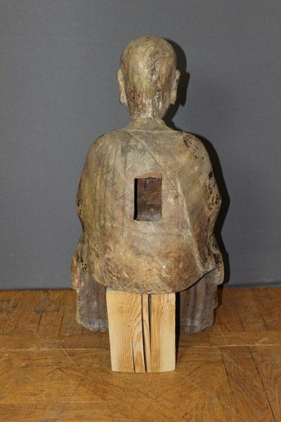 Moine  Chinois Assis en Bois Sculpté , hauteur 80 cm ,  vers 1900