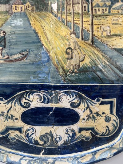 Piatto in maiolica di Delft in tonalità di blu del XVIII secolo
