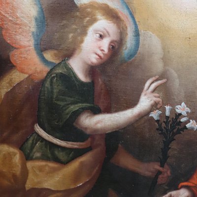 L'Annunciazione, Italia, XVII secolo, dipinto antico ad olio su tela