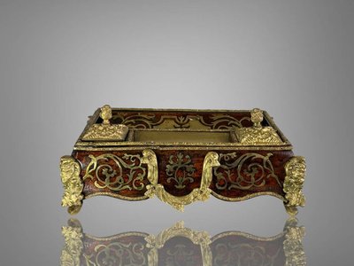 NAPOLEON III INKSTAND IN BOULLE MARQUETRY, DECORATED WITH BRONZE, AND ITS PEN HOLDER