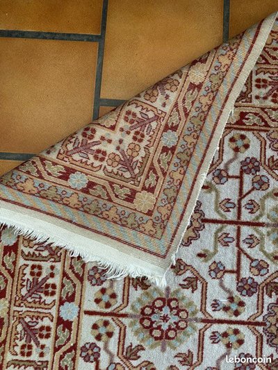 Tappeto persiano quadrato annodato a mano, motivo floreale, 153 × 153 cm