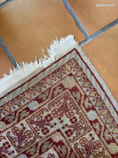 Tappeto persiano quadrato annodato a mano, motivo floreale, 153 × 153 cm