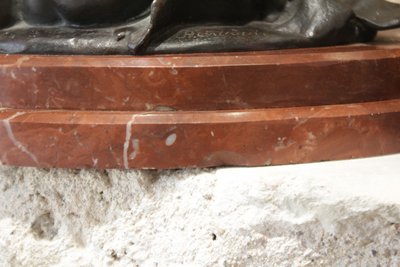 Bronzeskulptur „Nymphe“ oder „Allegorie der Natur“, signiert von Henri Désiré Gauquié (1858–1927)