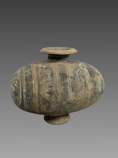Vase Cocon en terre polychrome Dynastie HAN antérieur (206 BC- 220 AC). Chine Antique