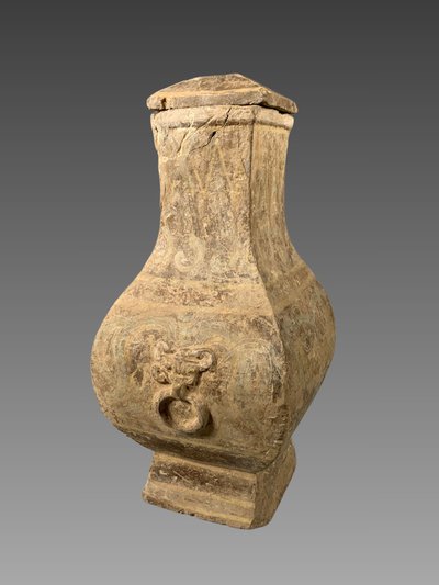 Vase en terre cuite polychrome HU dynastie HAN antérieur (206 BC- 220 AC). Chine antique