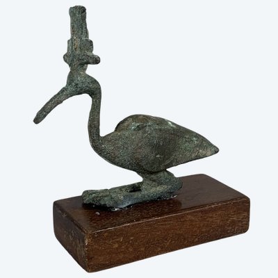 Bronze statuette of THOT-IBIS with green patina   Egypt, Ptolemaic period, 332–30 B.C.