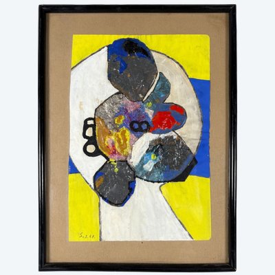 Sonja SEKULA (1918–1963) Oil on paper Abstract Expressionist composition 1961