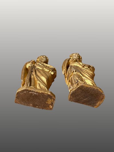 Saint Pierre et Saint Paul Sculpture en bois stuc doré XVIIeme siecle  