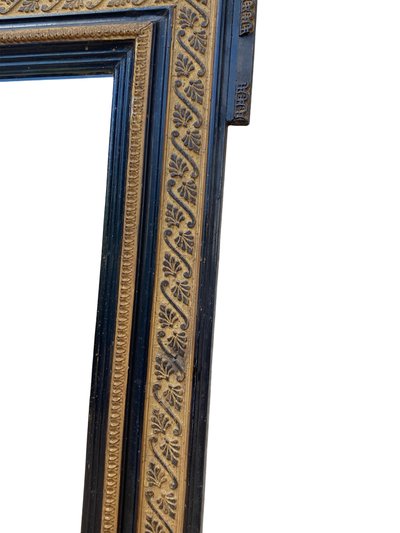 Miroir Napoléon III en Bois Noir et Doré,  XIXème, 60cm x 82cm
