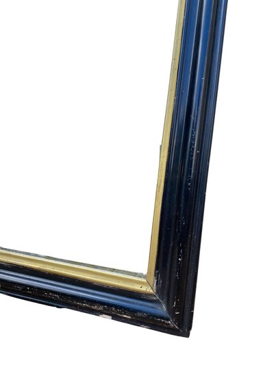 Grand Miroir en bois Noir et Doré, d'époque Napoléon III, Style Louis Philippe, 62cm x 90cm