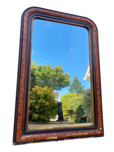 Grand Miroir en Bois de Style Louis Philippe, Epoque Napoléon III, 70cm x 110cm