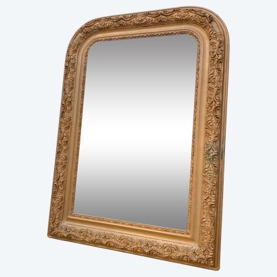 Specchio in stile Luigi Filippo in legno stuccato e dorato - XIX secolo - 57 cm x 80 cm