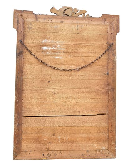 Grand Miroir en Bois Stuqué et Doré style Louis XVI - XIXème - 94cm x 145cm