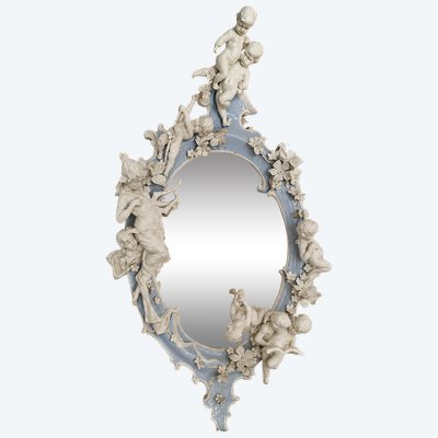 spectacular ceremonial mirror made of Capodimonte porcelain