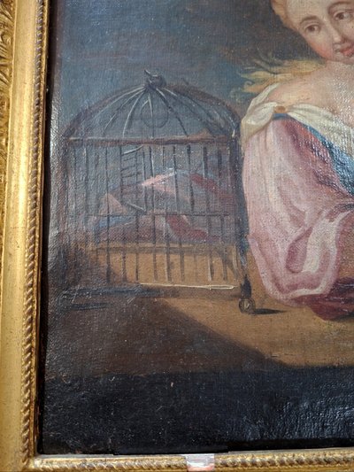 Early 18th-century oil on canvas – Young Woman with a Parrot