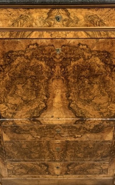 Walnut burl drop-leaf desk – Louis-Philippe period, 19th century