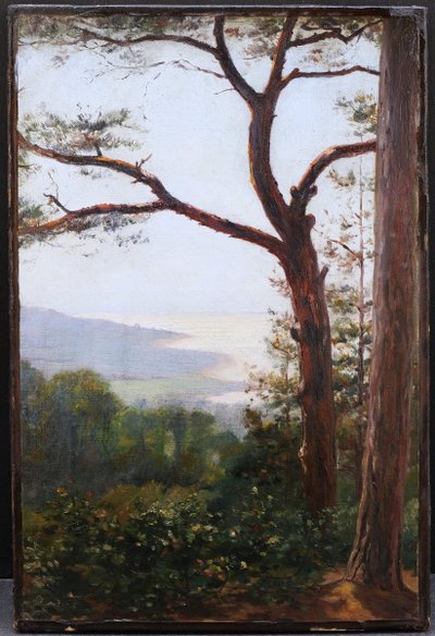 École FRANÇAISE en 1893, attribué à Henri TAYAN, Paysage côtier au Pays Basque, tableau