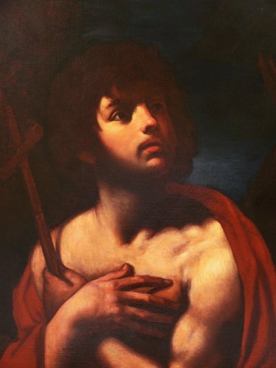 École ITALIENNE XVIIème siècle, suiveur du GUERCHIN, Saint Jean-Baptiste, tableau ancien