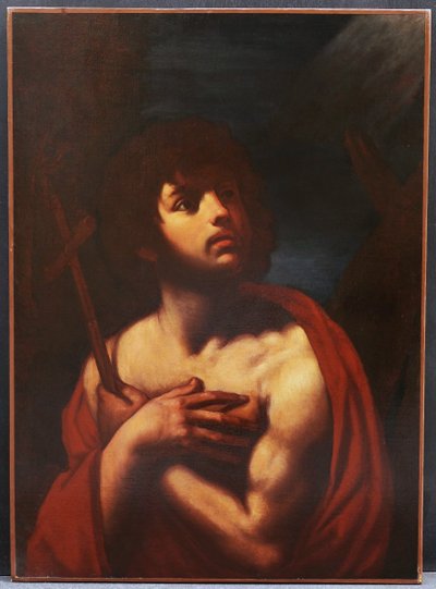 École ITALIENNE XVIIème siècle, suiveur du GUERCHIN, Saint Jean-Baptiste, tableau ancien