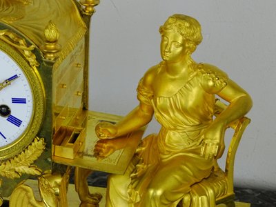 Lucien-François Feuchère (1797-1849) - Pendule d'époque Empire - "SAPHO Guidée par L'Amour"