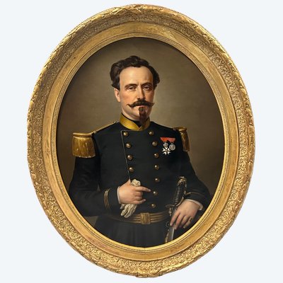Portrait of a military officer wearing the Legion of Honor during the Second Empire, circa 1850, Napoleon III 