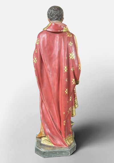 Importante sculpture d’église ou de chapelle en plâtre polychrome - Saint Martin 112 cm