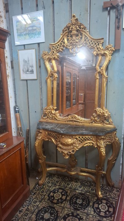 Ensemble miroir et console de style Louis xv