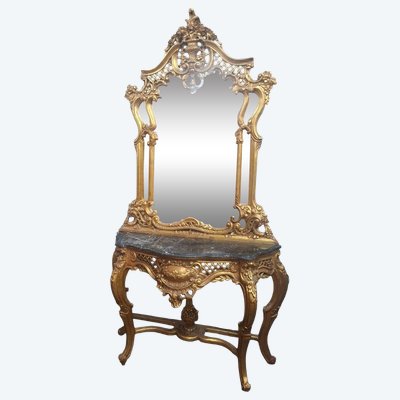 Louis XV-style mirror and console set