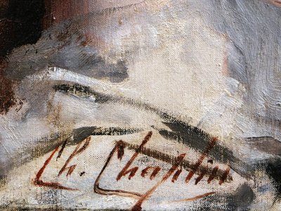 Charles Joshua CHAPLIN, Femme allongée à la poitrine dénudée, tableau de nu féminin