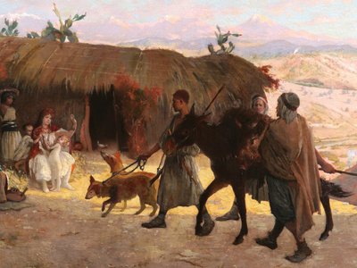 Eugène GIRARDIN, Kabylen auf dem Rückweg von der Jagd in Algerien, orientalistisches Gemälde (GROSSFORMAT)