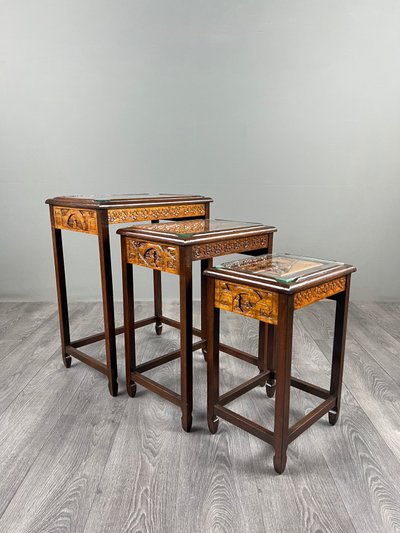 Set Of Three Nesting Tables In The Chinoiserie Style, 20th Century