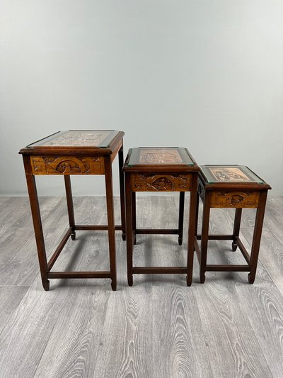 Set Of Three Nesting Tables In The Chinoiserie Style, 20th Century